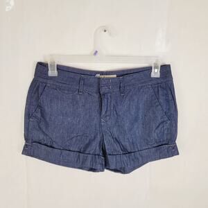 Level 99 dark blue cuffed denim shorts Size 28 preppy pockets casual